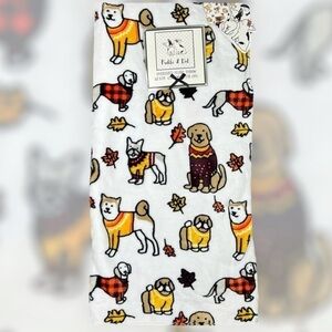 PETS - Pickle & Dot  - ‘Autumn Dogs’ plush throw. 60” x 70”. NWT.